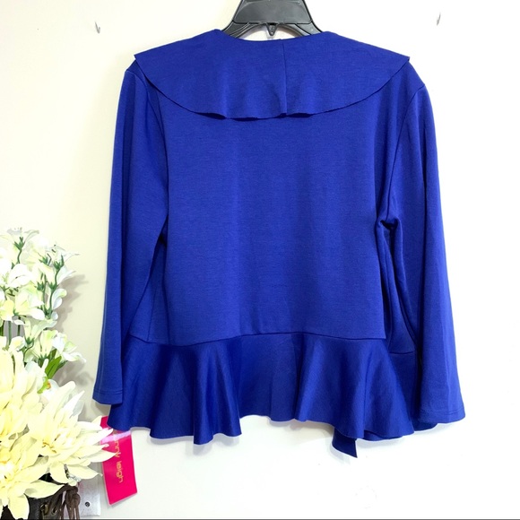 Sunny Leigh Women’s Blue 3/4 Sleeve Ruffled Open Cardigan - NWT - Picture 6 of 8